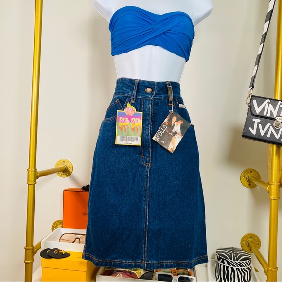 LFu's Fu's Highwaisted Blue Jean Skirt With Front & Back Pockets Size M - Picture 3 of 13